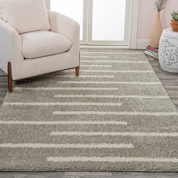 Alaro Berber Stripe Shag Area Rug